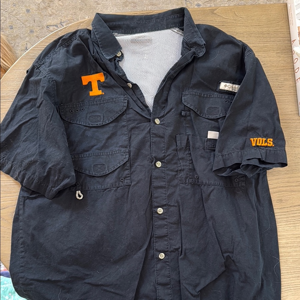 Columbia Black and Orange Casual Button Down Shirt